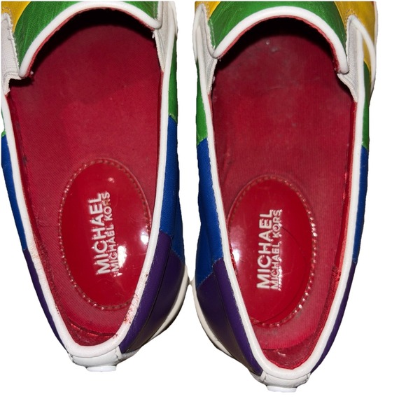 Michael Kors Dylan Rainbow Womens 5.5 leather slip on‎  Pride shoes sneakers - Picture 10 of 11